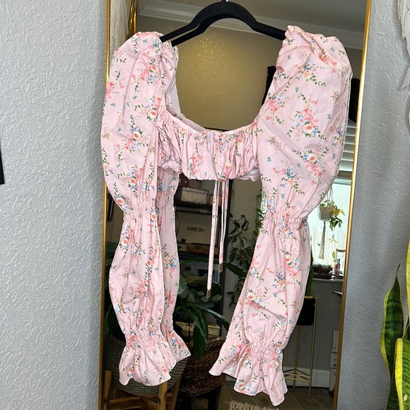 House of CB 'Henrietta' Pink Floral Shirred Bralette Top NWOT - Picture 9 of 10